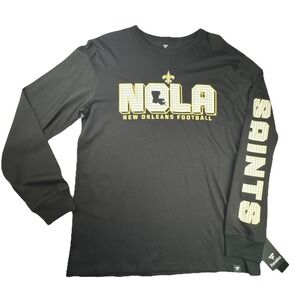 Fanatics Mens New Orleans Saints Large Cotton NOLA Long Sleeve Graphic‎ T-Shirt